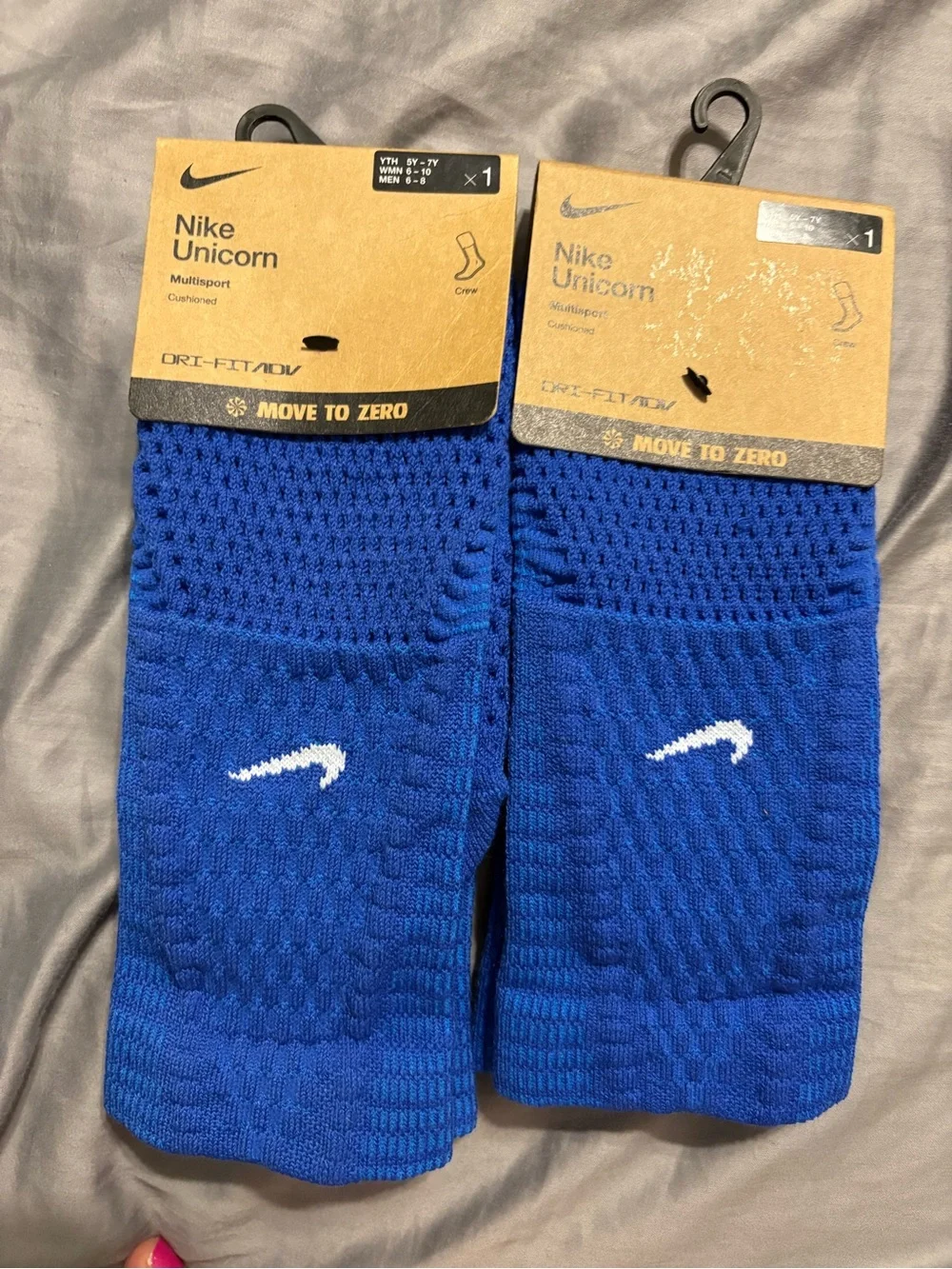 Lot Of 2 Nike Unicorn Dri-FIT ADV Cushioned Crew Socks Mens Royal Blue Medium